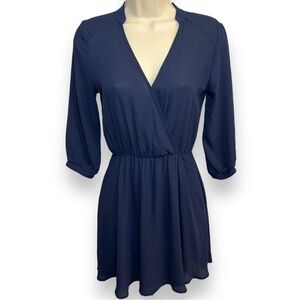Lush Women’s Farrah Kendal Faux Wrap Dress Navy Size XS